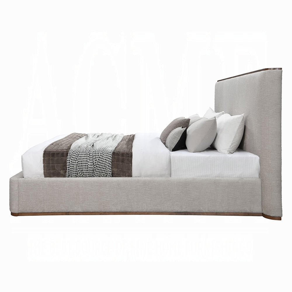 Orane Gray Linen Upholstered Platform Bed