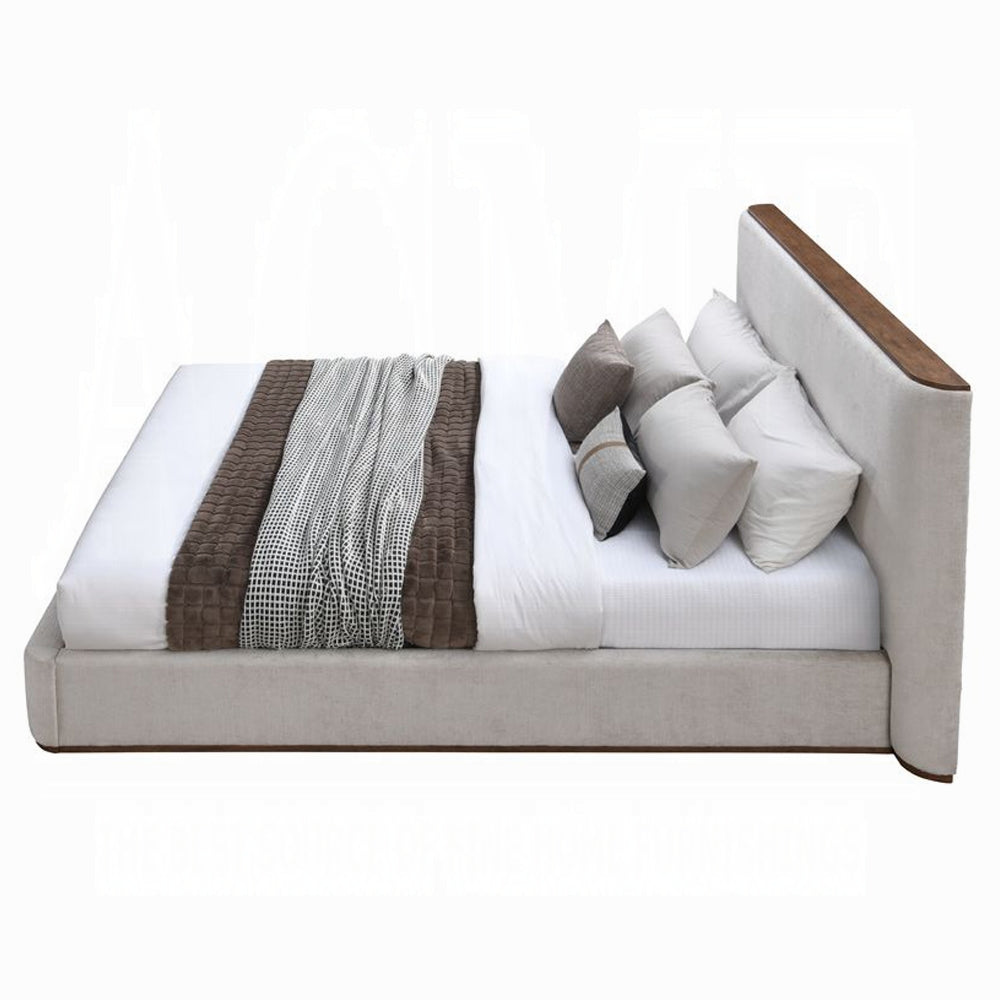 Orane Eastern King Grey Linen Platform Bed