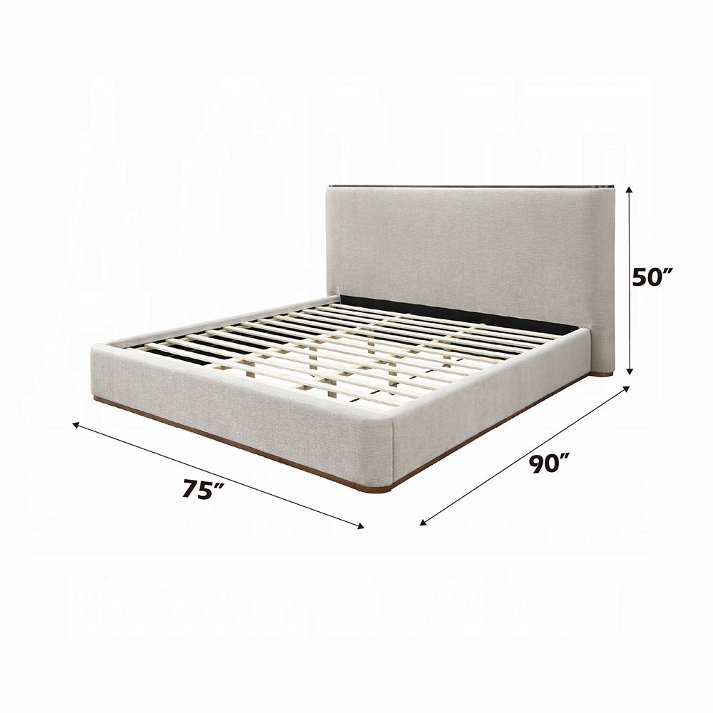 Orane Gray Linen Upholstered Platform Bed