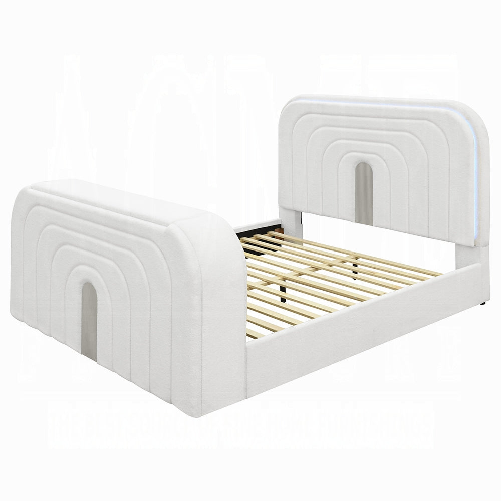 Shelyn Bed w/LED, TV Cabinet, Fireplace & Bluetooth