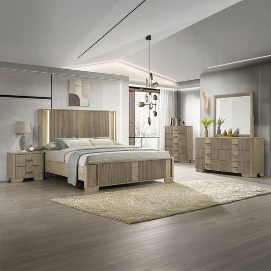 Lakkari 4 Pc Antique Oak King Bedroom Set