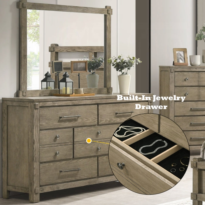 Colton 4 Pc King Antique Oak Bedroom Set