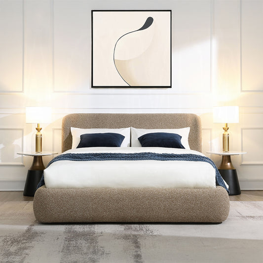 Erica Dark Beige Tweed Platform Bed BD05442Q