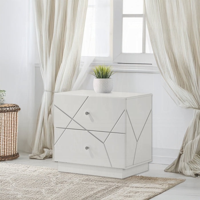 Esther White High Gloss Nightstand BD05883