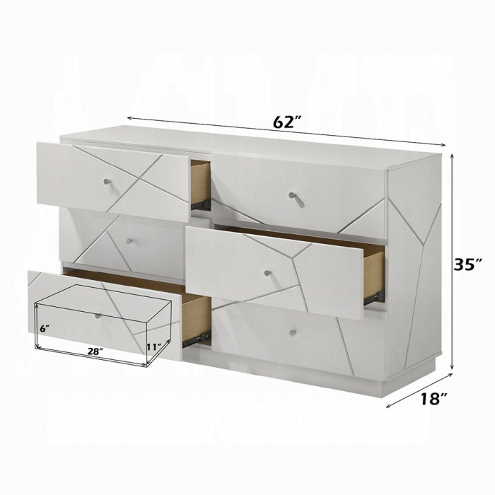 Esther White High Gloss Dresser BD05885 Bradley Home Funishings Esther White High Gloss Dresser BD05885 Bradley Home Funishings