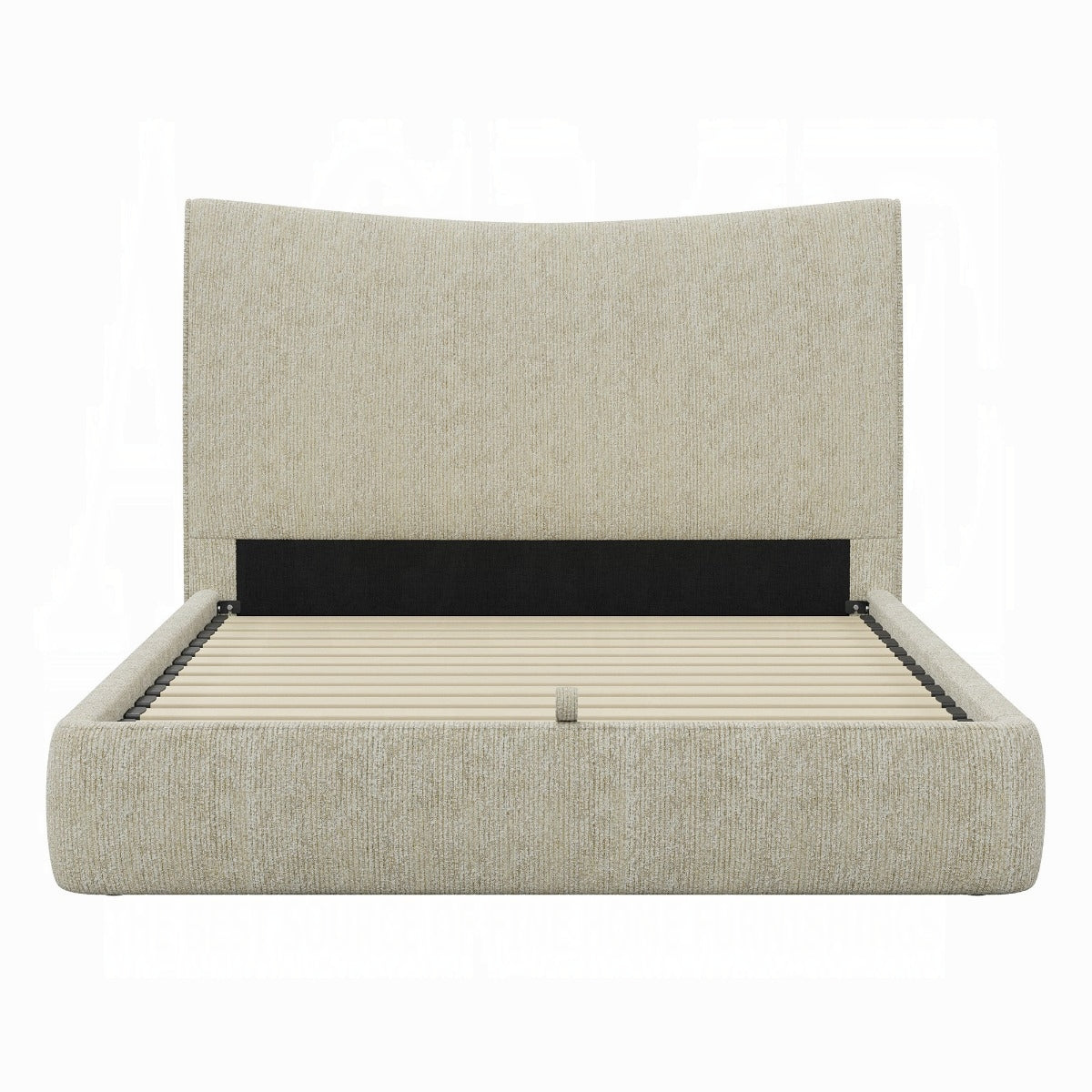 Angulo King Beige Chenille Storage Bed