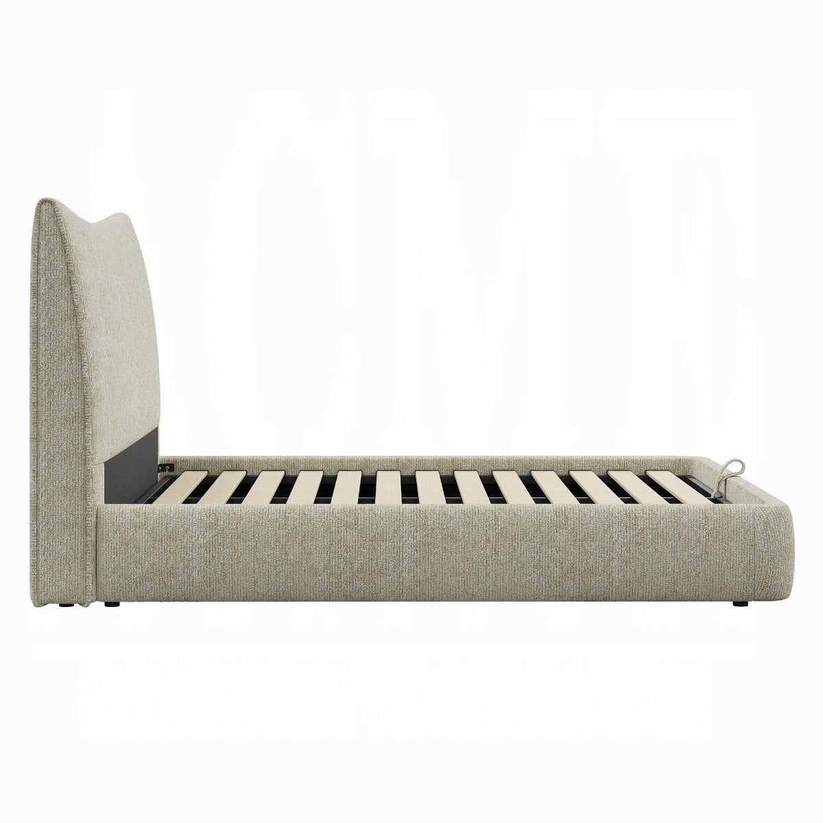 Angulo King Beige Chenille Storage Bed