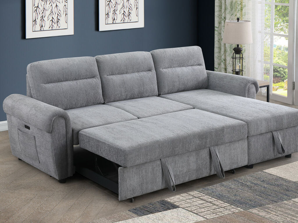 Hugo 89112CLG Gray Reversible Sleeper Sectional