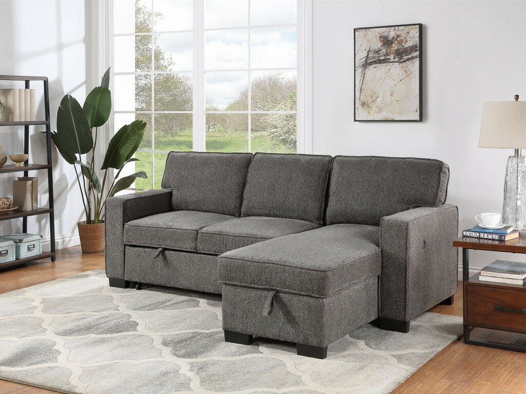 Estelle Dark Gray Reversible Sleeper Sectional