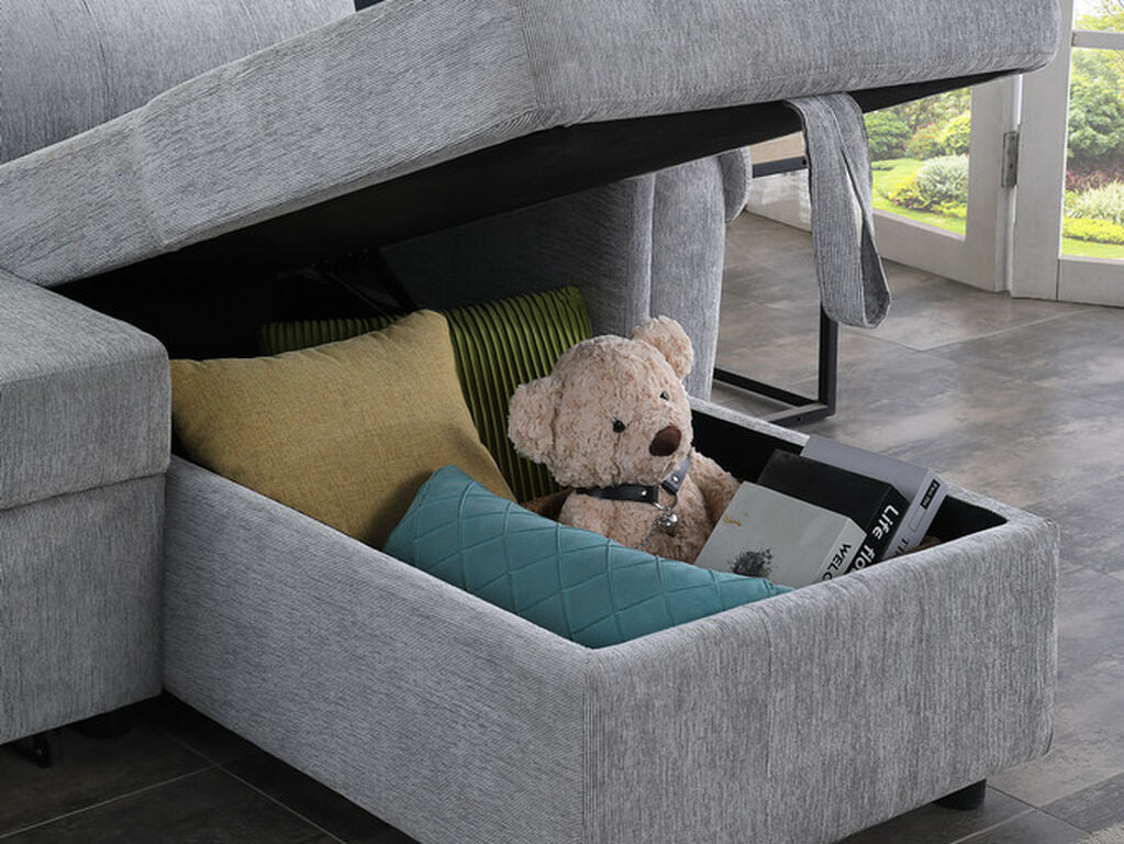 Hugo 89112CLG Gray Reversible Sleeper Sectional