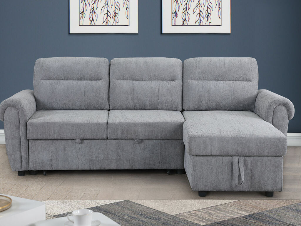 Hugo 89112CLG Gray Reversible Sleeper Sectional