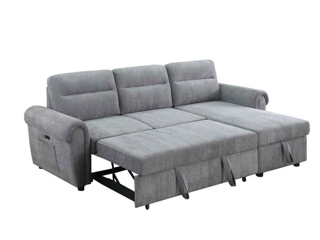 Hugo 89112CLG Gray Reversible Sleeper Sectional