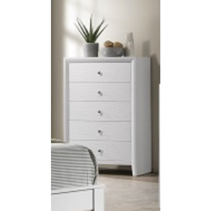Evans B4710-4 White 5 Drawer Chest