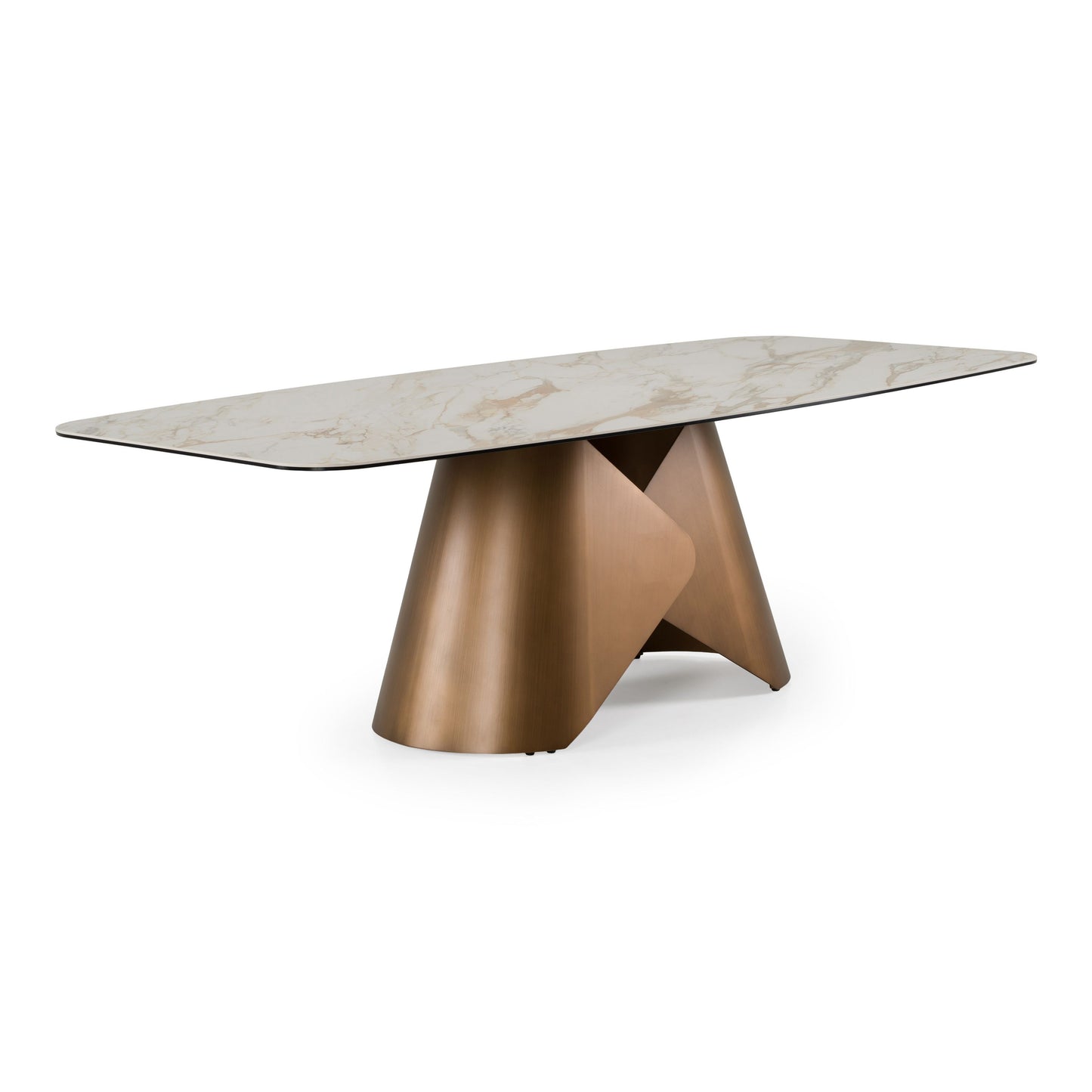Chiswell White Ceramic Brass Dining Set