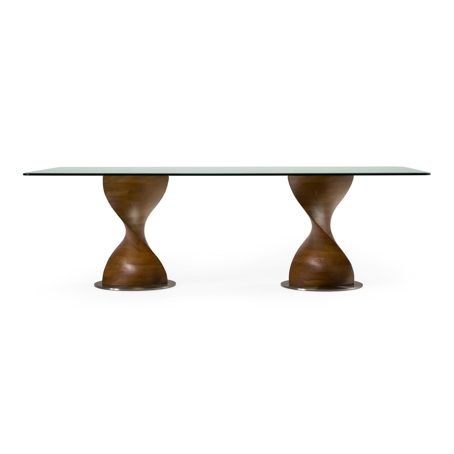 Cleveland Glass & Walnut Contemporary Dining Set