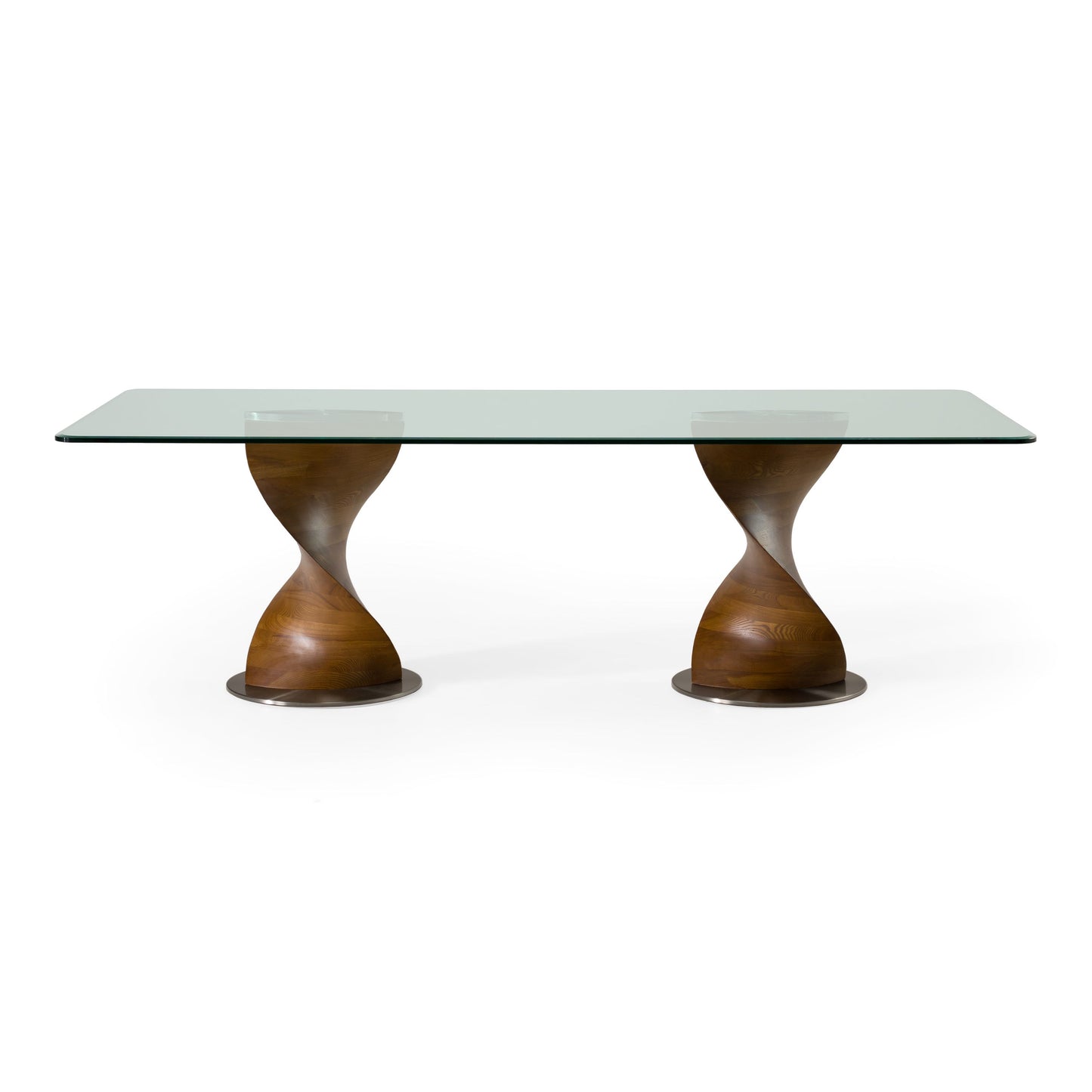 Cleveland Glass & Walnut Contemporary Dining Set