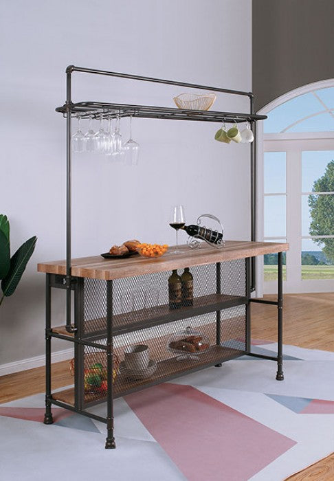 Pariaman Industrial Bar Table Hanging Stemware Rack