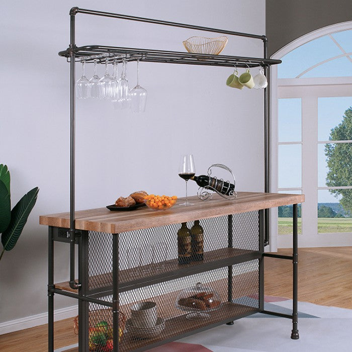 Pariaman Industrial Bar Table Hanging Stemware Rack