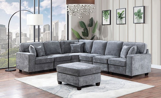 Cajeme CM6744GY Gray Chenille Sectional