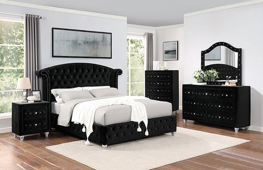 Zohar Glam Velvet-Like Bedroom Set by Furniture of America