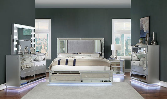 Belladonna Glam Silver Bedroom Set w/LED Lighting