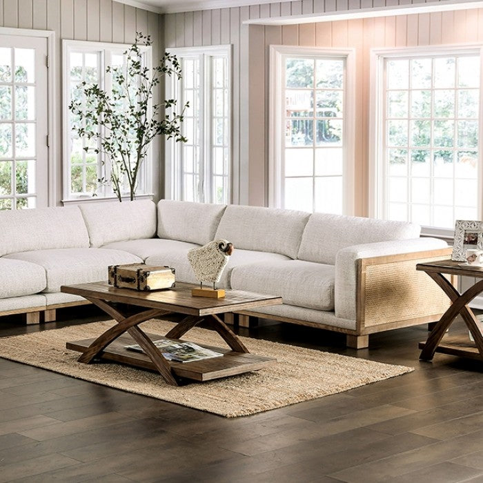 Arendal Contemporary Wood Fabric Sectional CM9984