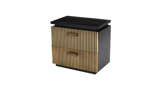Allure Modern Black & Gold Nightstand