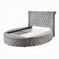 Cama con almacenaje tapizada Gaiva BD00967Q - Terciopelo gris