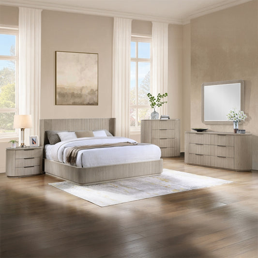 Leanna 4 Pc King Oak Bedroom Set