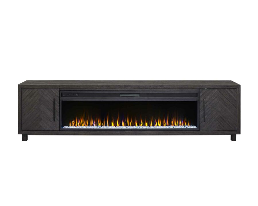 Palisades 96" Gray TV Console w/Fireplace