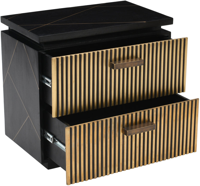 Allure Modern Black & Gold Nightstand