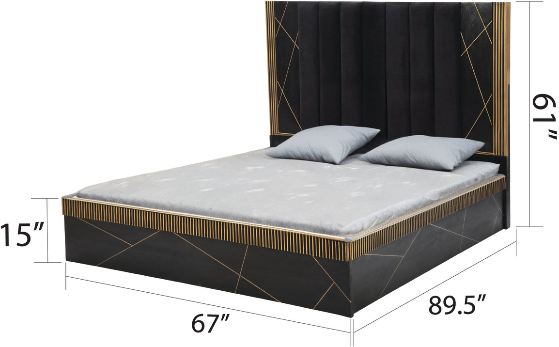 Allure Modern Black & Gold Queen Bed