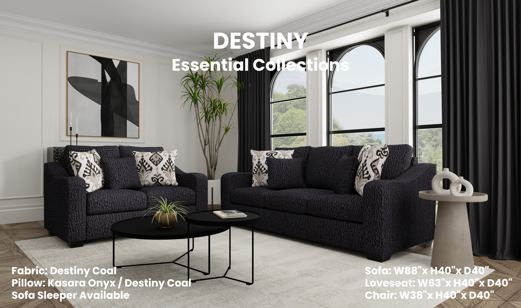 New Comfort Destiny Coal 2 Pc Sofa Set