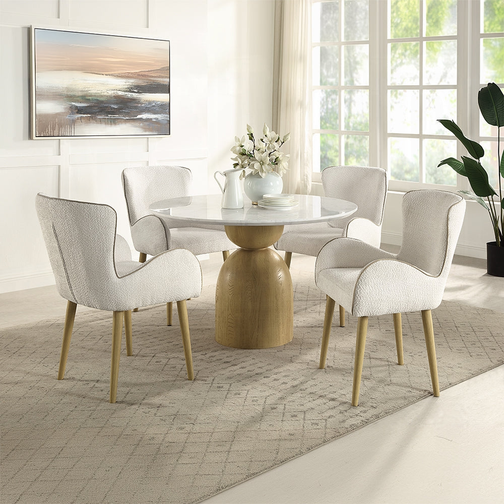 Kala 5 Pc Natural Marble Top Dining Set
