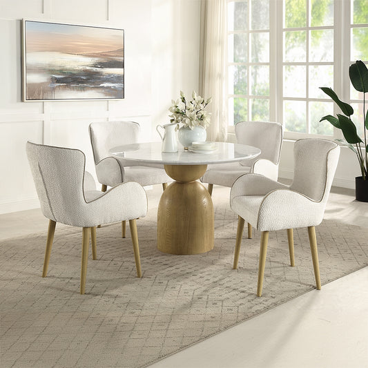 Kala 5 Pc Natural Marble Top Dining Set