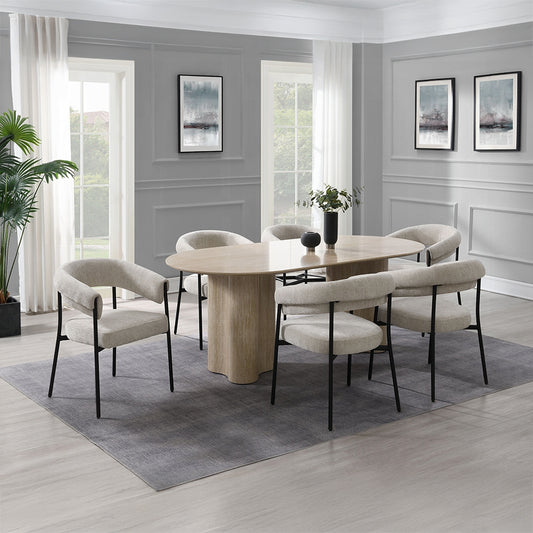 Jirina 7 Pc Travertine Dining Set DN03675
