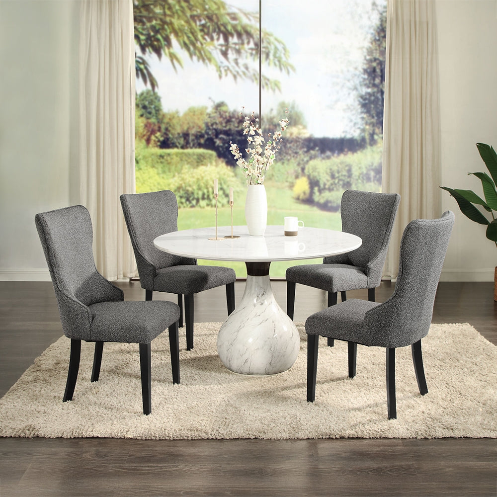 Koen 5 Pc Dining Set - Gray Boucle Chair