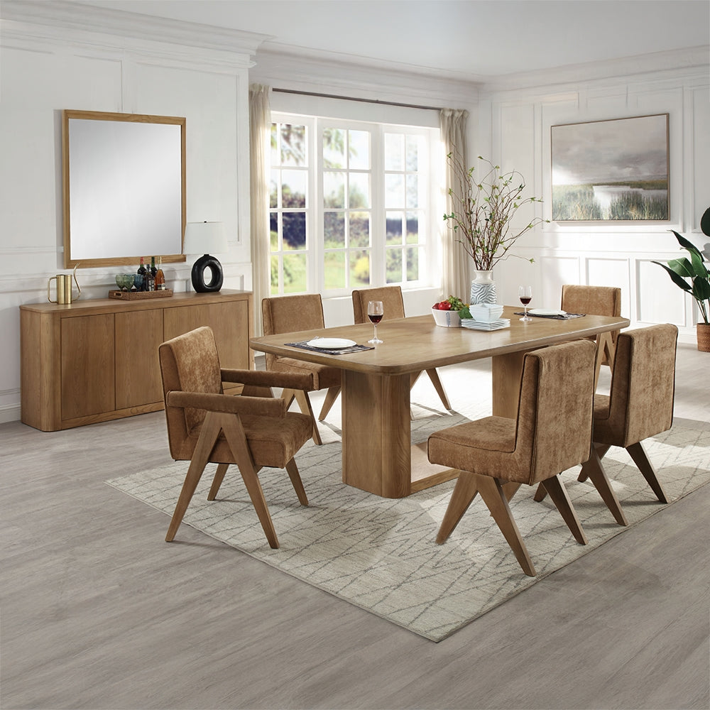Zoey Oak Finish Dining Set DN04075