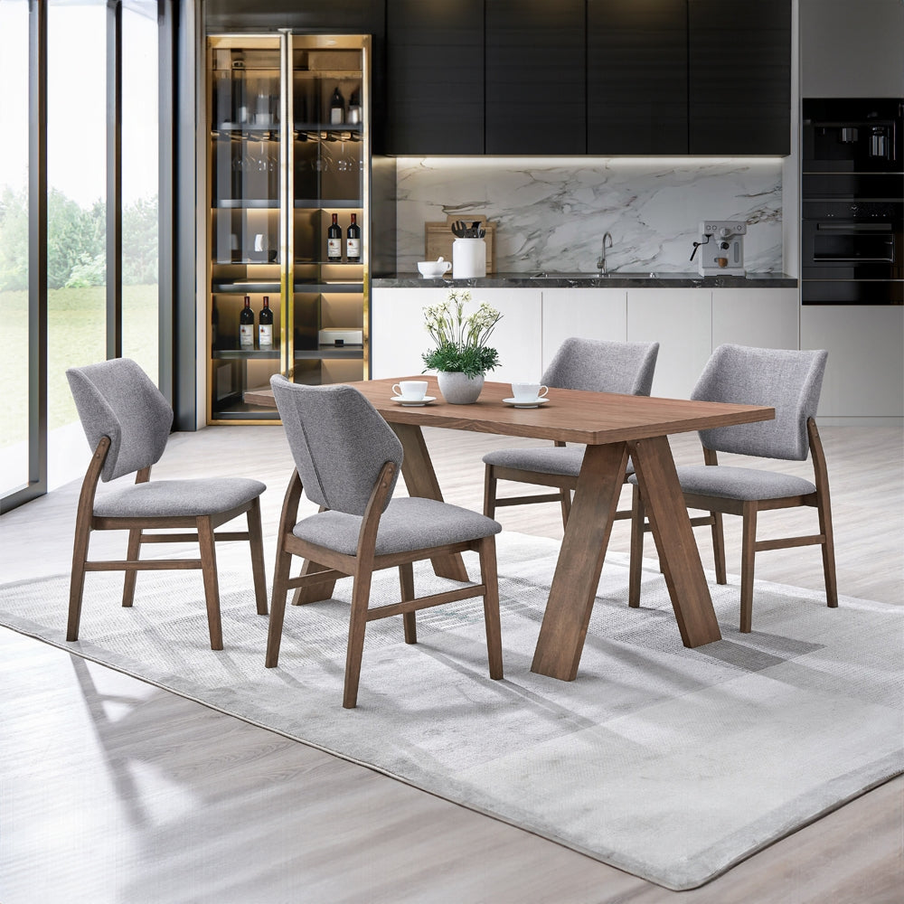 Sarha 5 Pc Walnut Light Gray Dining Set