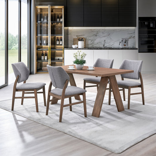 Sarha 5 Pc Walnut Light Gray Dining Set