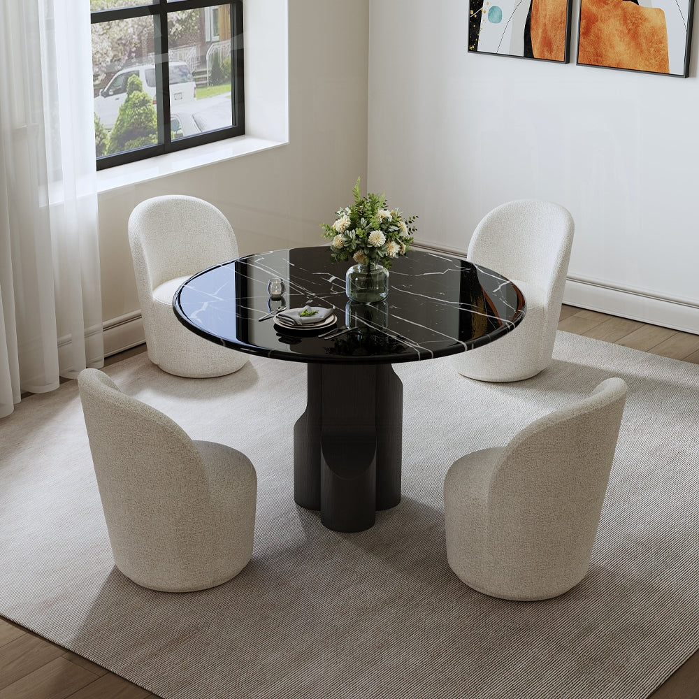 Kinton Round 5 Pc Table w/Natural Marble Top