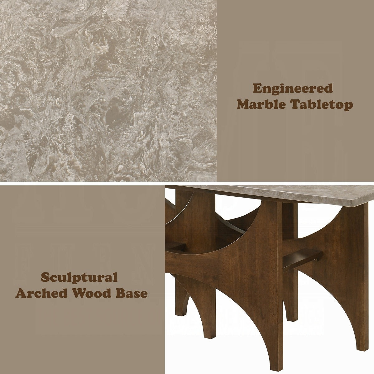 Oleia Engineered Marble 7 Pc Dining Set