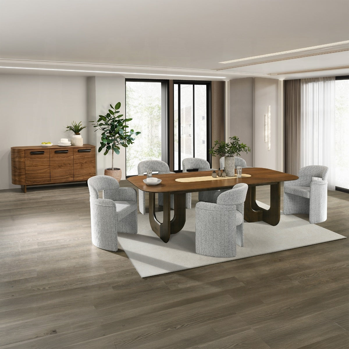 Kyree Rich Walnut 7 Pc Dining Collection