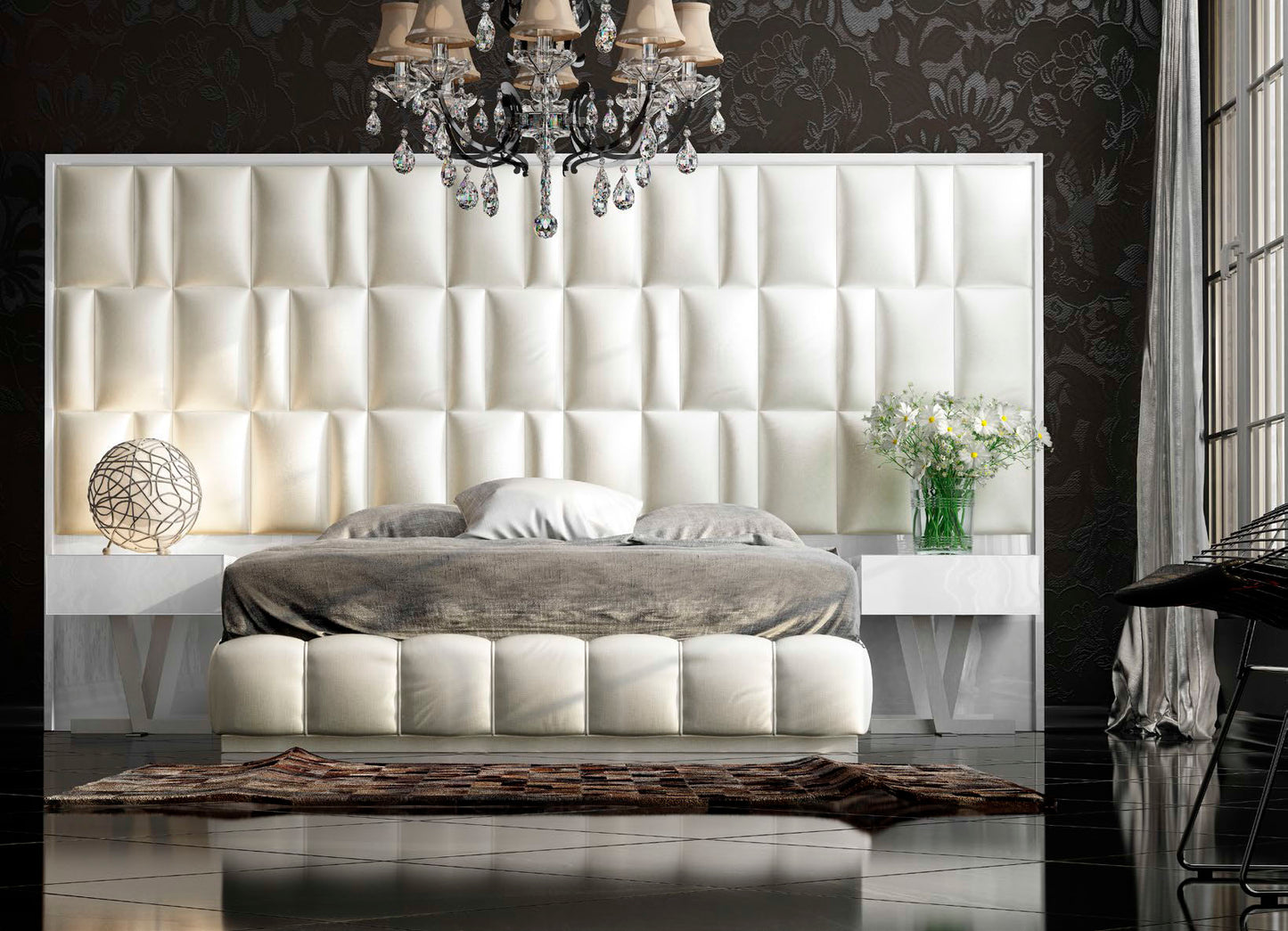 Dor 164 Victoria Sandy King Bed 2 NIghtstands by ESF
