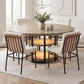 Eden 7 Pc Round Rustic Oak Dining Set LED Light