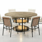 Eden 7 Pc Round Rustic Oak Dining Set LED Light