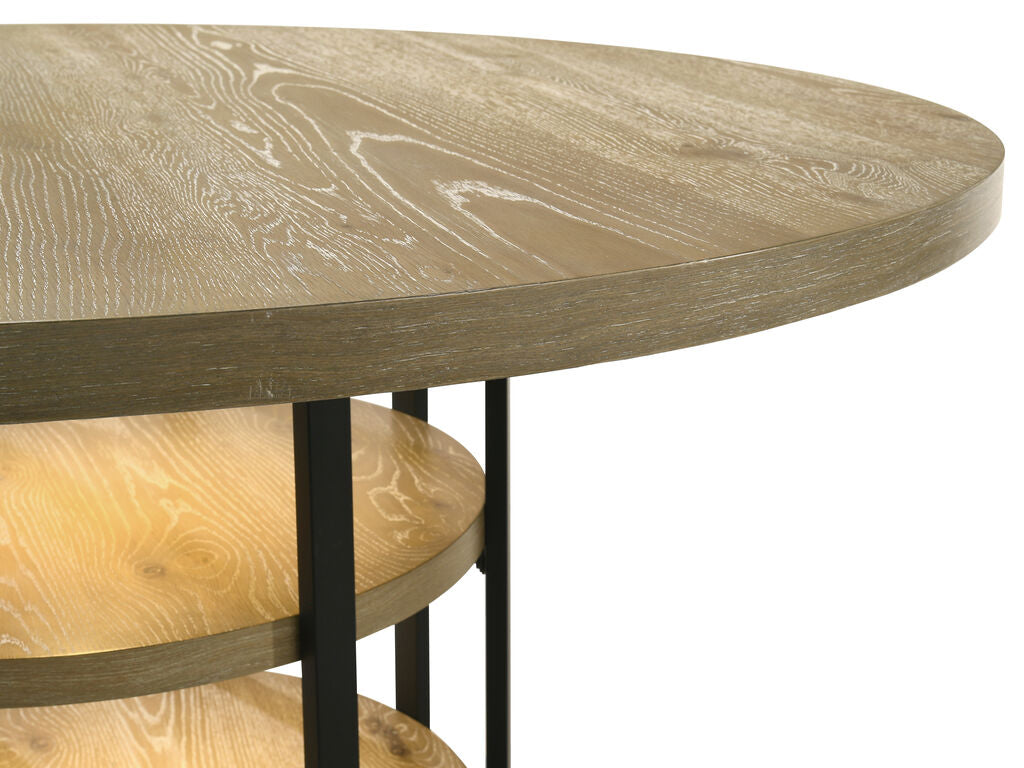 Eden 7 Pc Round Rustic Oak Dining Set LED Light