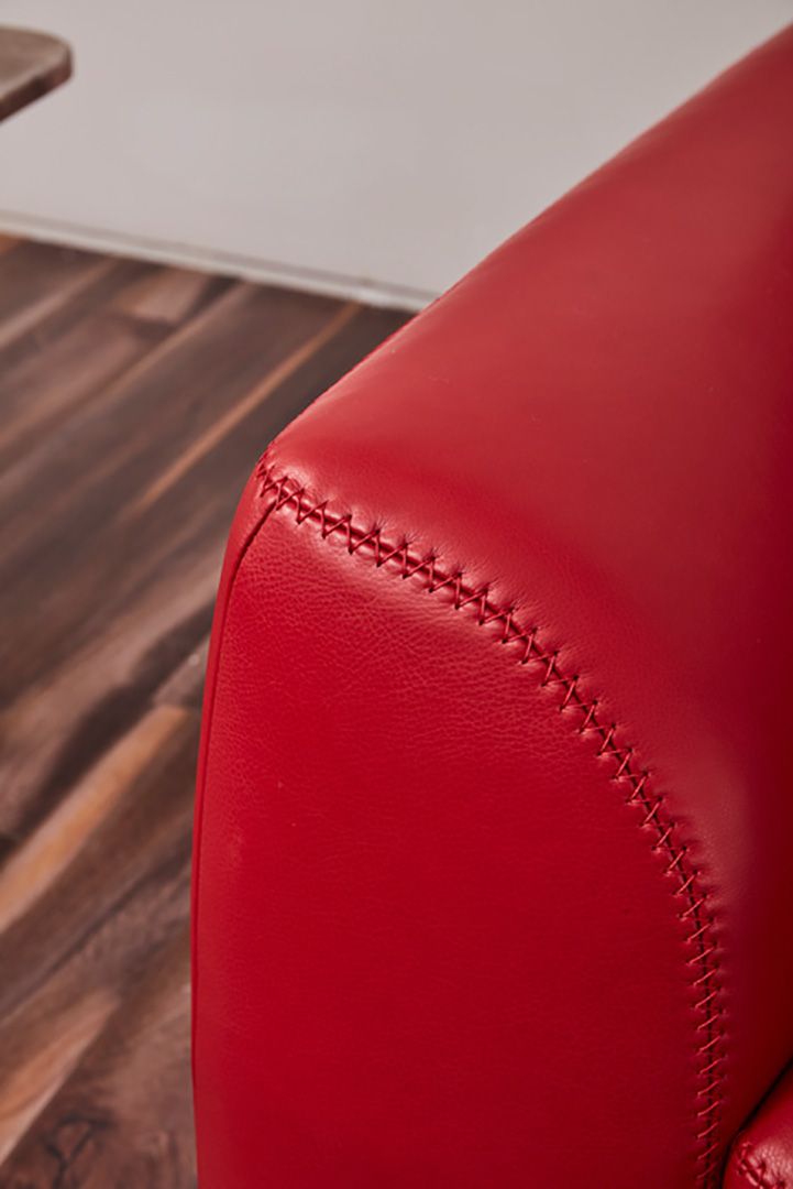 EK8012 Red Full Italian Leather Sofa Set