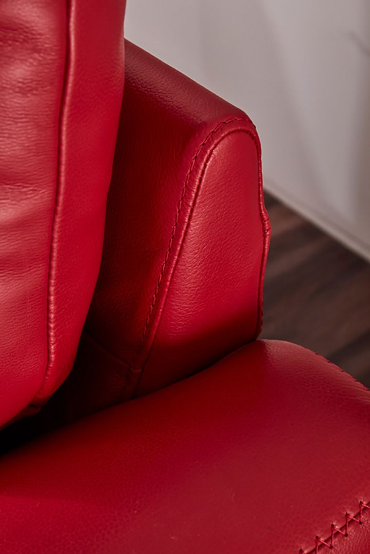 EK8012 Red Full Italian Leather Sofa Set