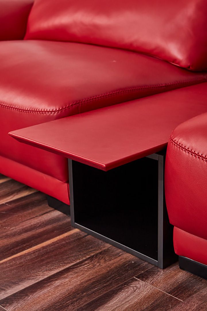 EK8012 Red Full Italian Leather Sofa Set
